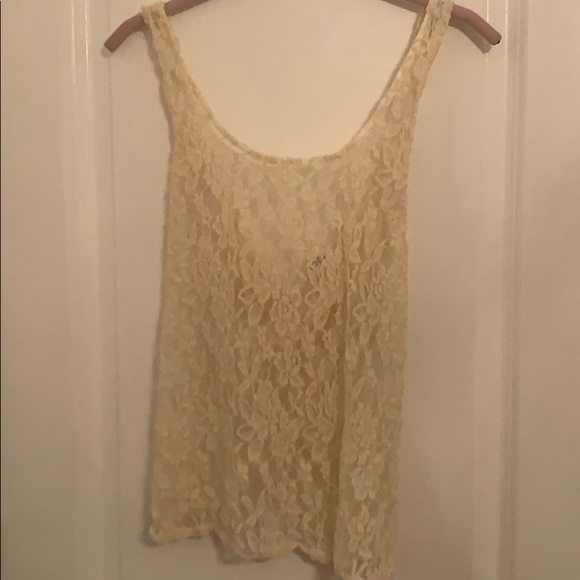 Cream Twist Back Lace Tank Top - Picture 4 of 7